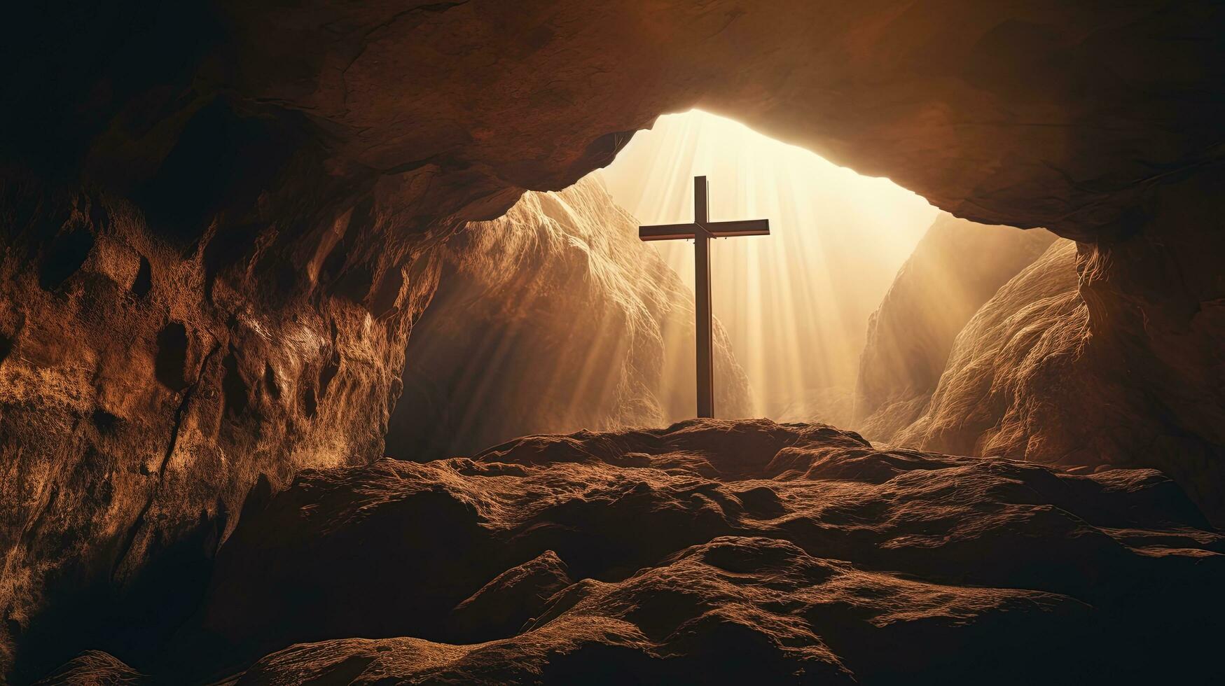 The burial spot of Jesus after crucifixion and the Christian belief of resurrection Crucifixion on hills according to the Bible. silhouette concept photo