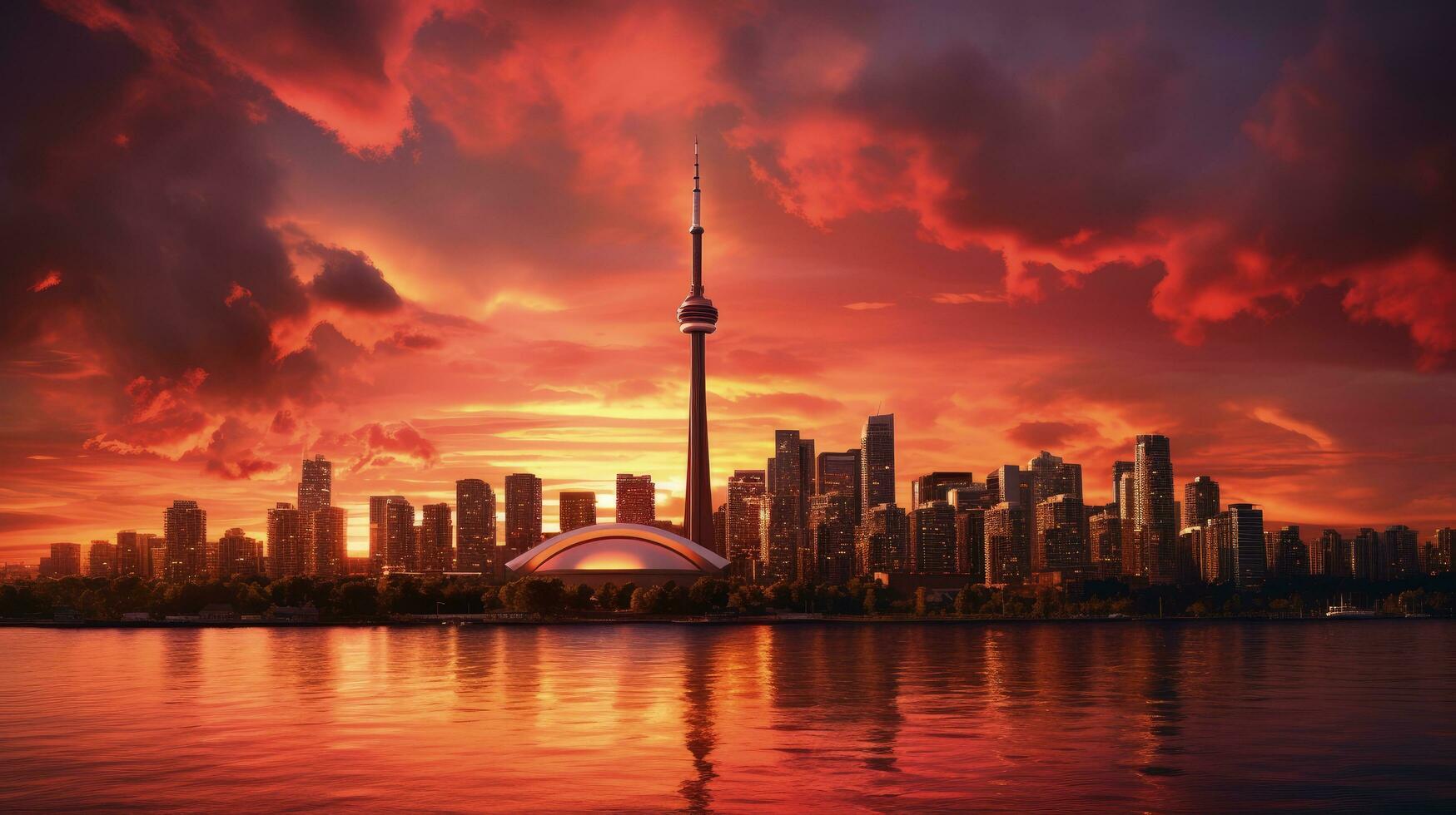 Sunset in the western area of Toronto and Mississauga. silhouette concept photo