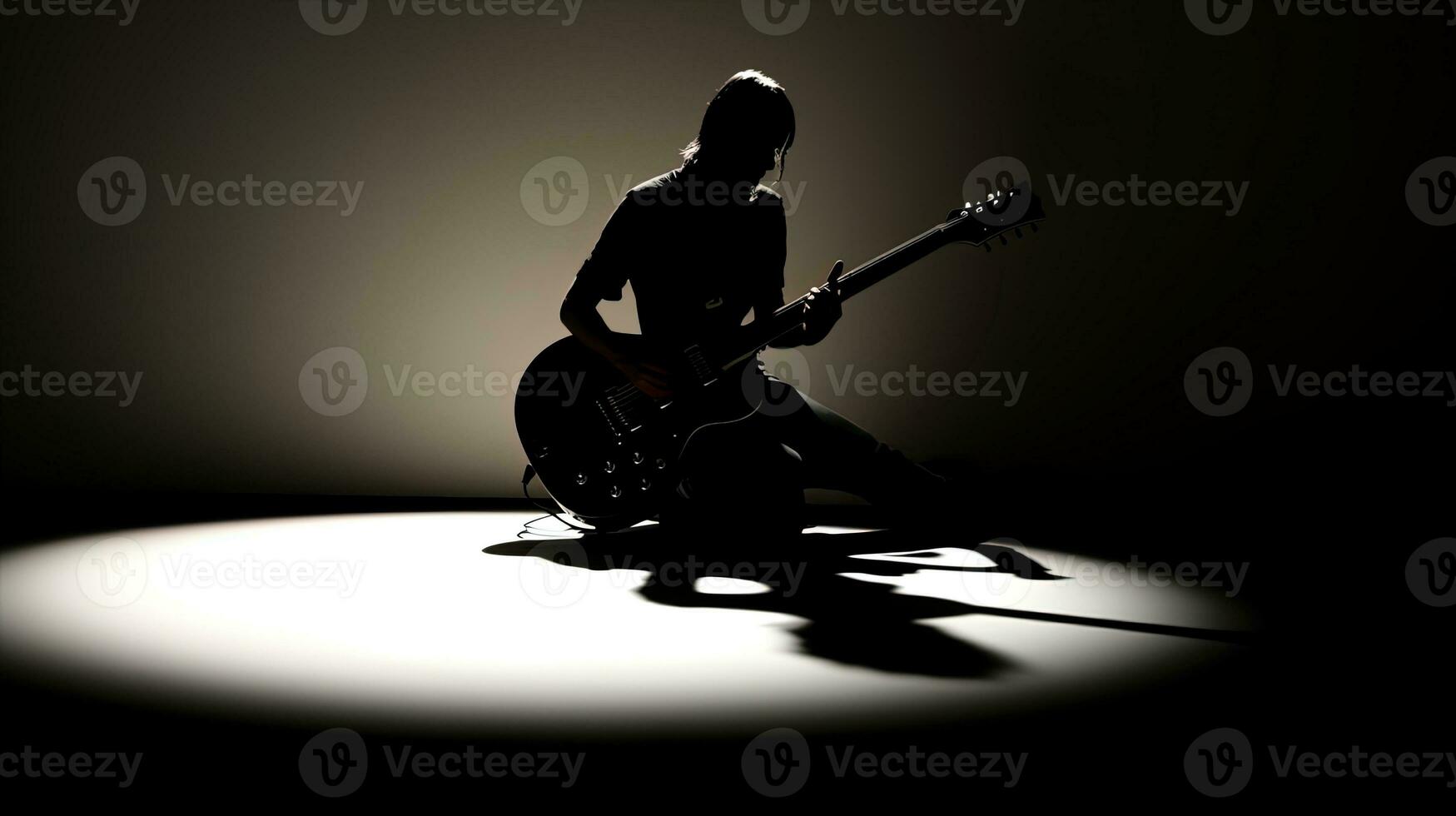 Guitar shadow. silhouette concept photo