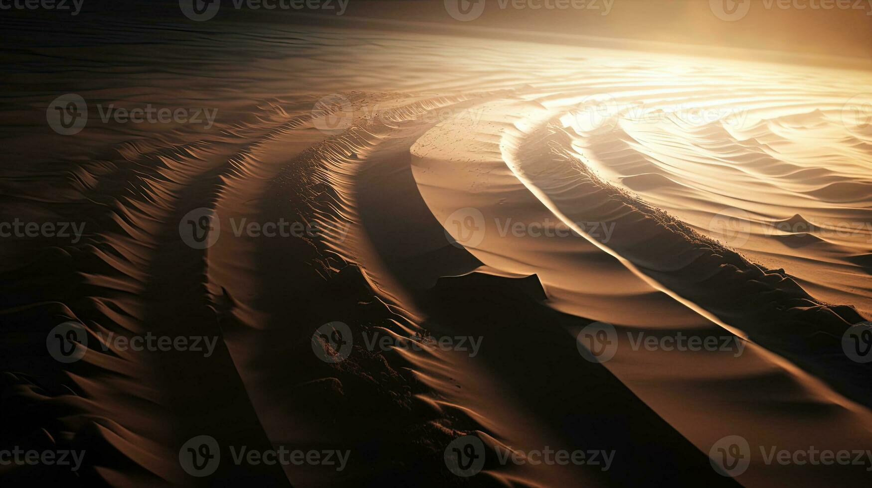 Abstract picture of tire track in sand representing transportation or difficult weather traffic conditions. silhouette concept photo