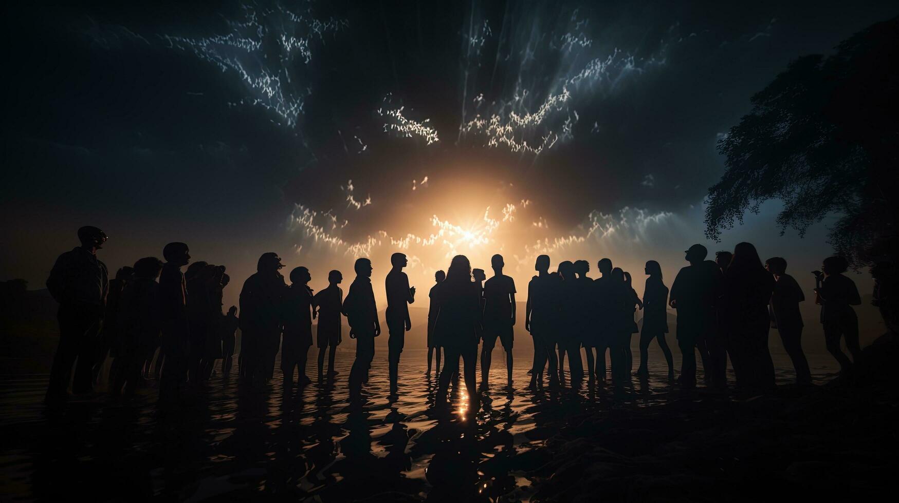 enojado luz de la luna personas s oscuridad. silueta concepto foto