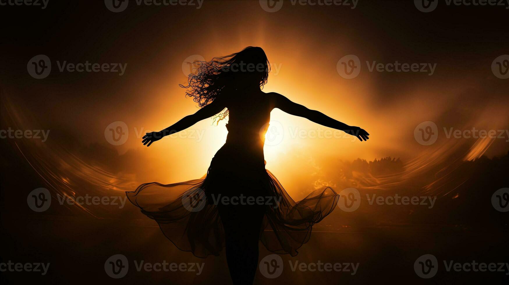 Dancing woman s silhouette photo