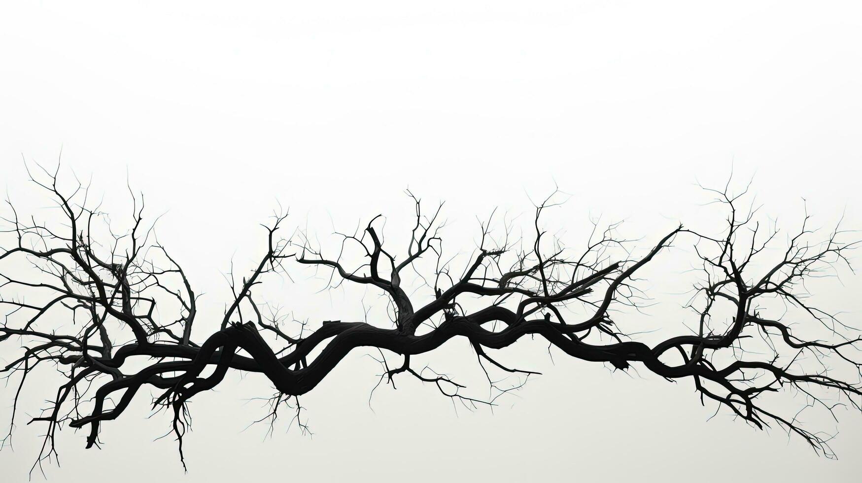 Dead tree silhouette on white backdrop photo