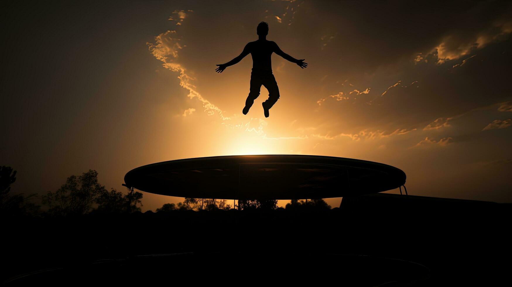 trampolín silueta de hombre en vuelo foto