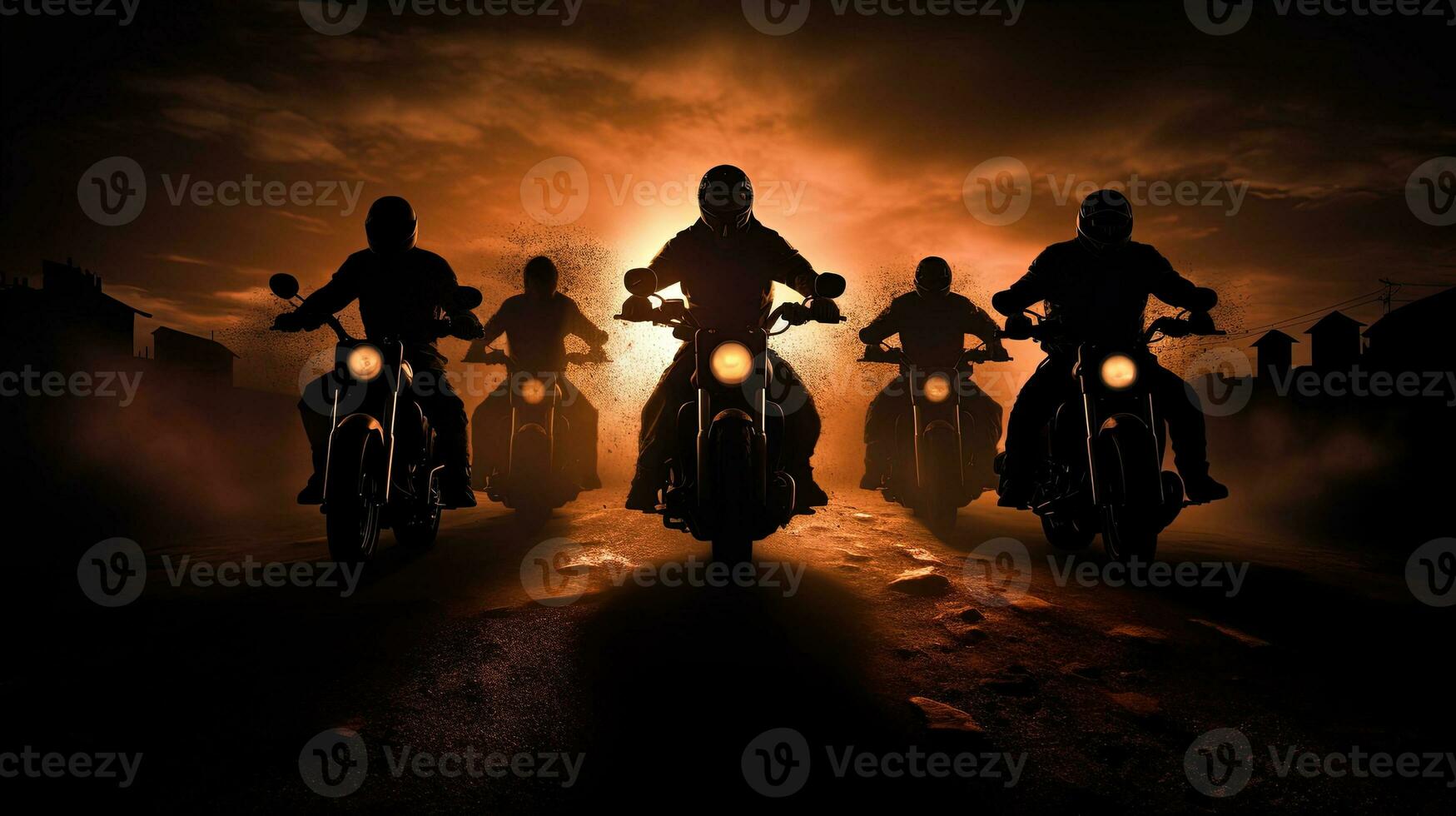 Motorbikers. silhouette concept photo