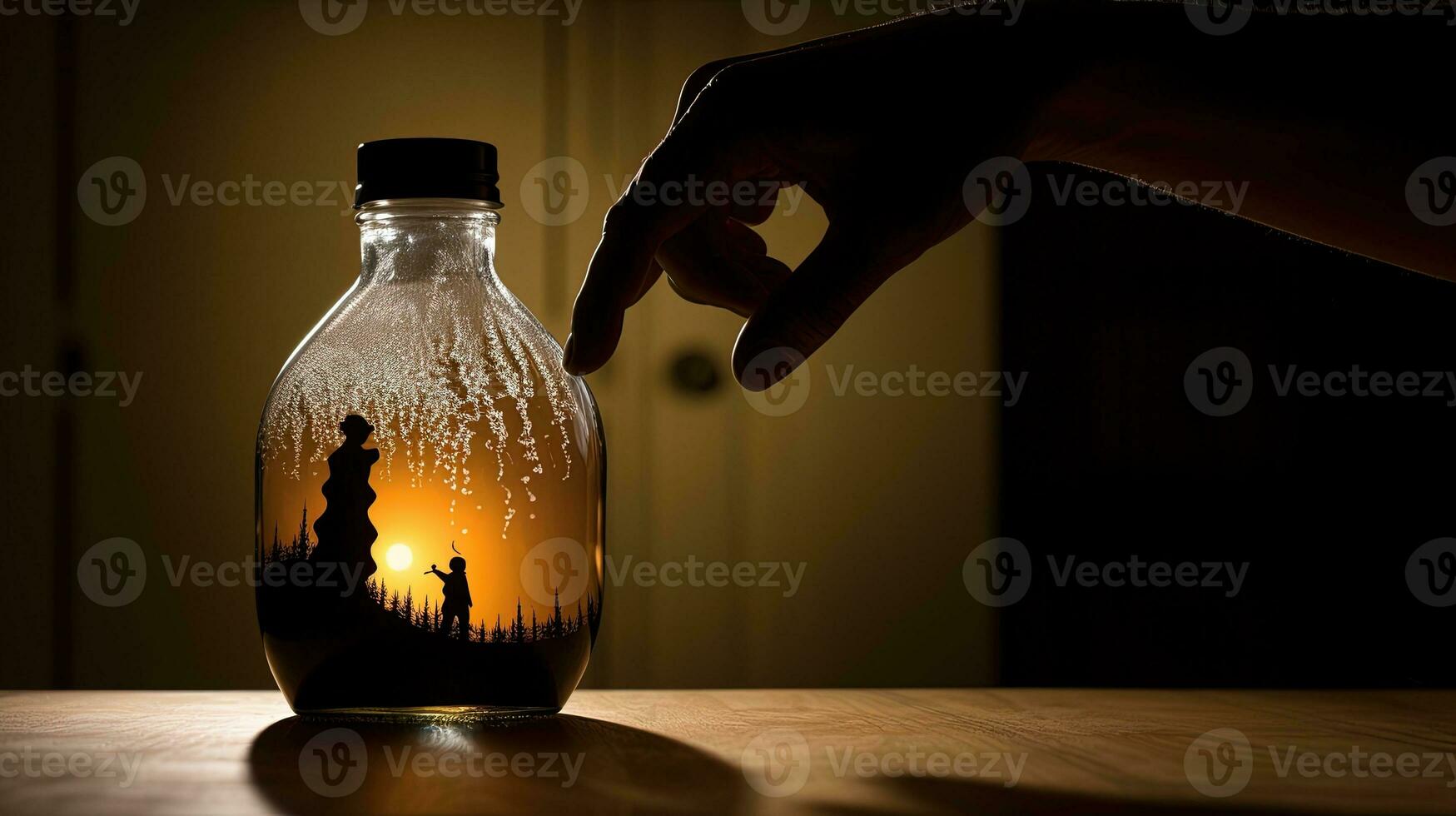 Bottle Sugar. silhouette concept photo