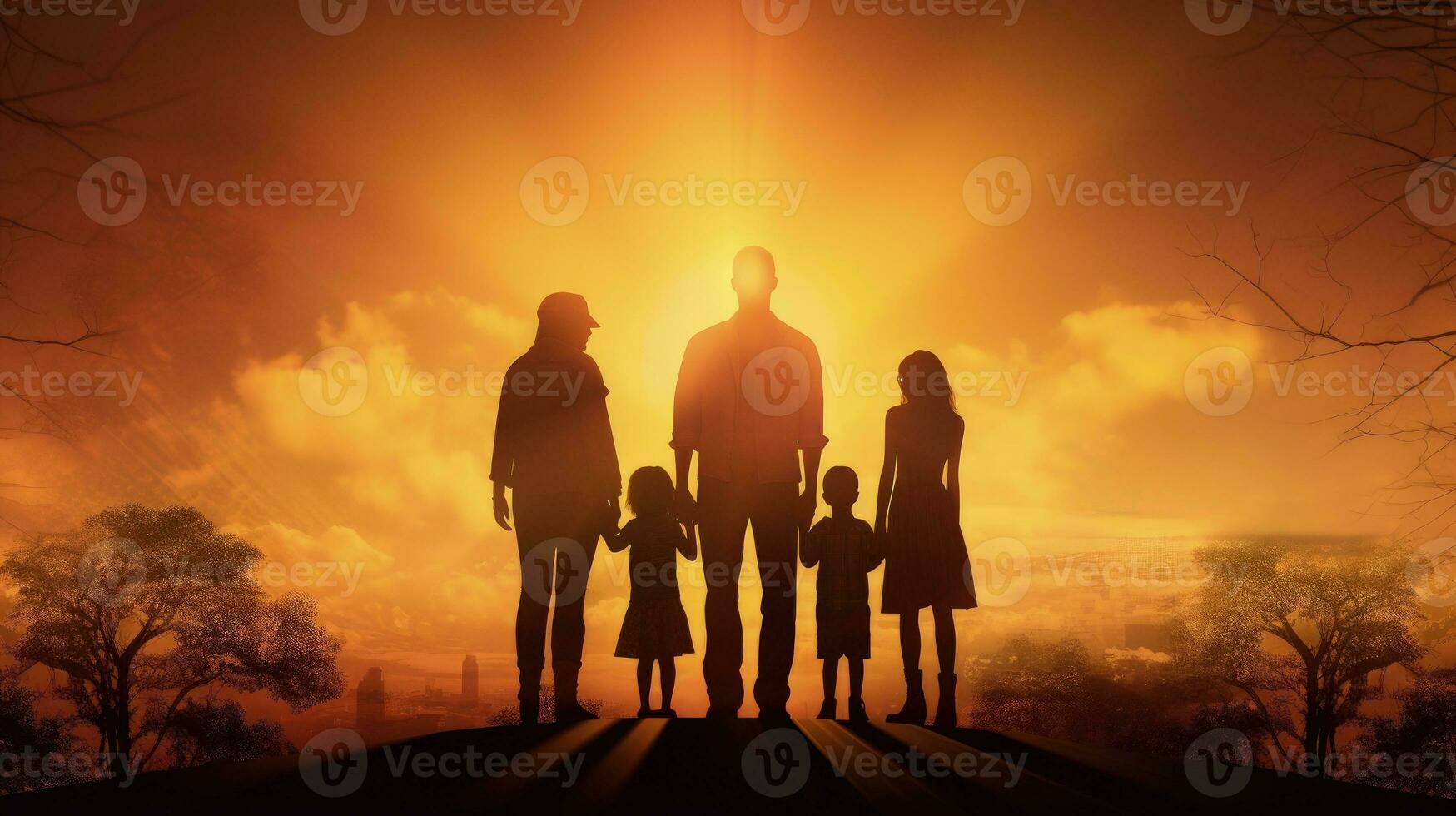 illustration featuring silhouettes of a family photo