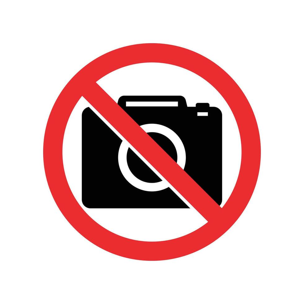 No fotografía firmar, hacer no capturar foto, rojo señal para fotógrafo, restringido área, No cámara icono, No vídeo grabación, vector ilustración