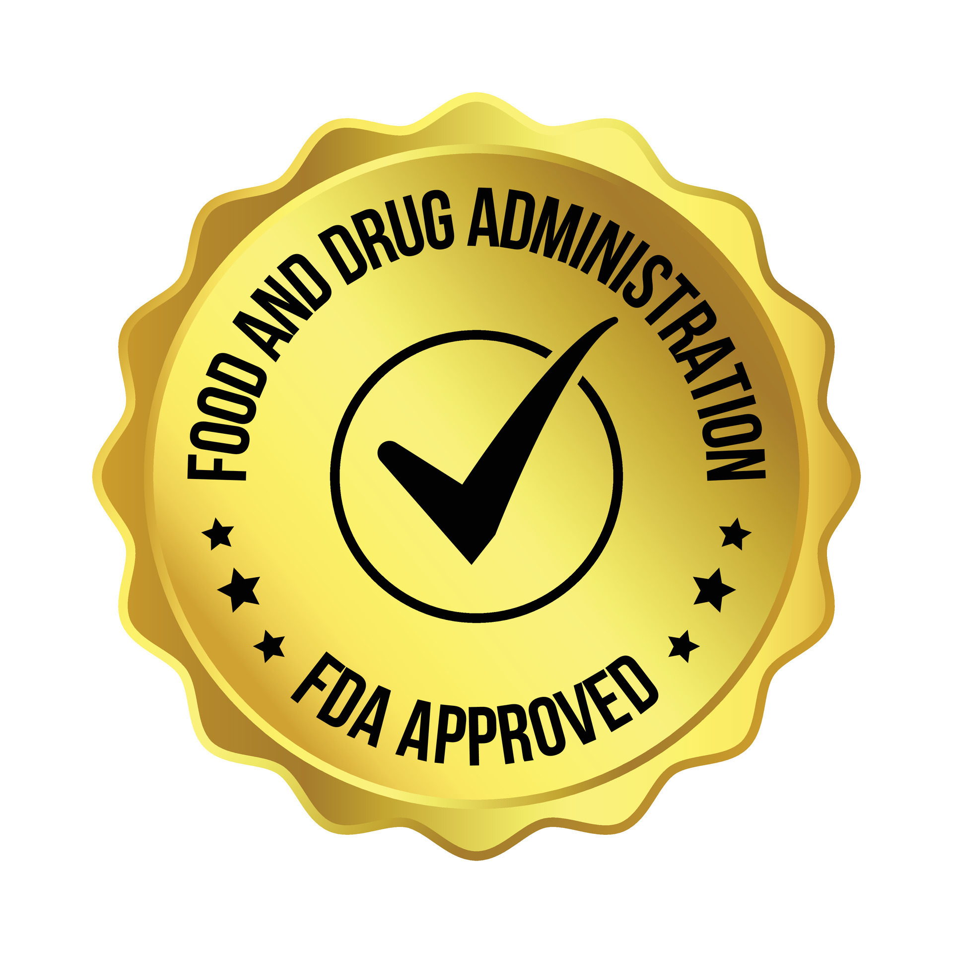 FDA Or Food and Drug Administration Approved Seal, Badge, Emblem, Label