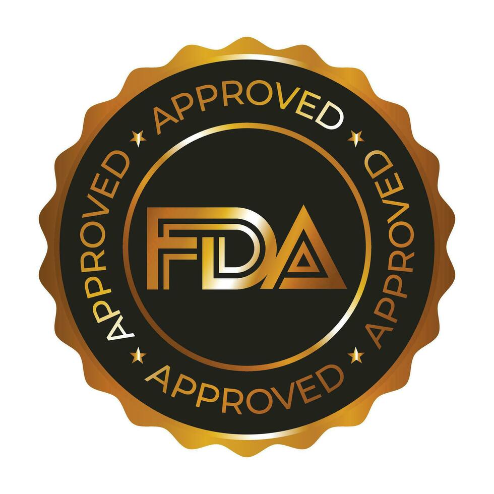 FDA Or Food and Drug Administration Approved Seal, Badge, Emblem, Label, Packaging Design Elements, The United States Food And Drug Administration Certified Badge Design, CBD Label Design Elements vector