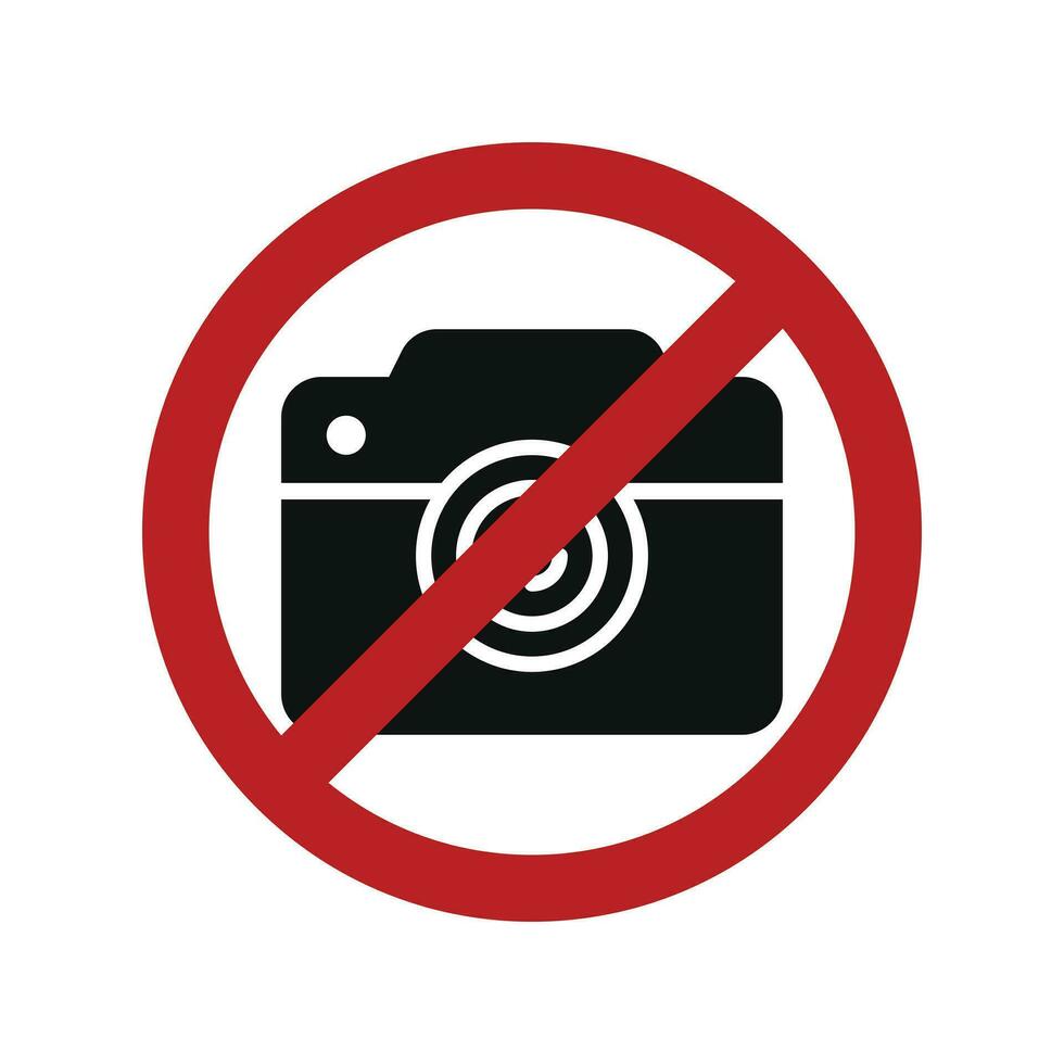 No fotografía firmar, hacer no capturar foto, rojo señal para fotógrafo, restringido área, No cámara icono, No vídeo grabación, vector ilustración