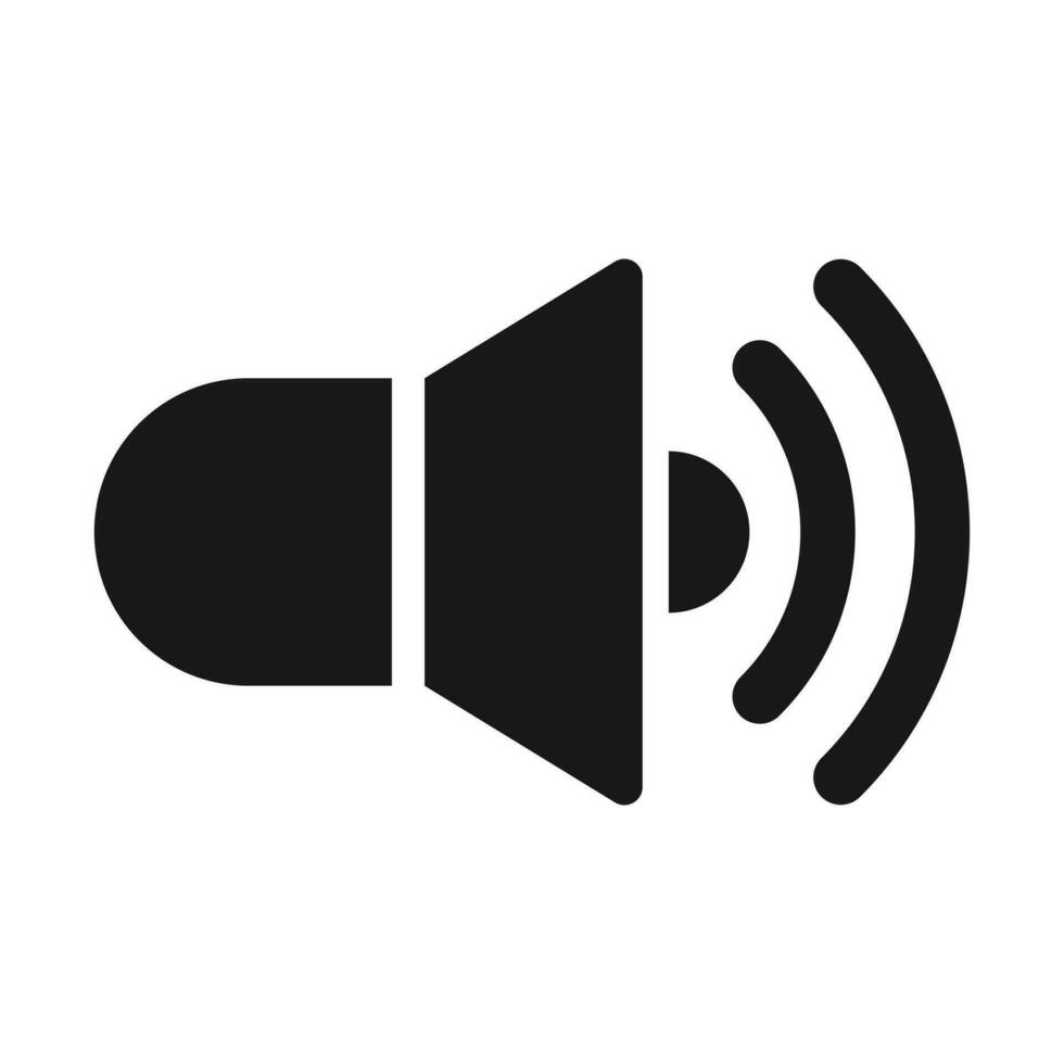 sonido altavoz vector icono, megáfono anuncio vector icono, mas fuerte sonido símbolo, mp3 botón, musical diseño elementos, estéreo botón, audio símbolo, altavoz pictograma, silueta en blanco antecedentes
