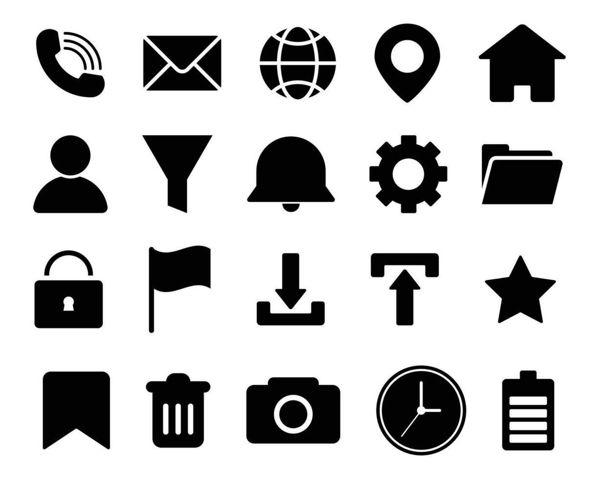 Contact Us Icon Set Vector Illustration, Filled Icons Set For Mobile Applications And Website, UI UX Icon Design, App Icon Set Vector