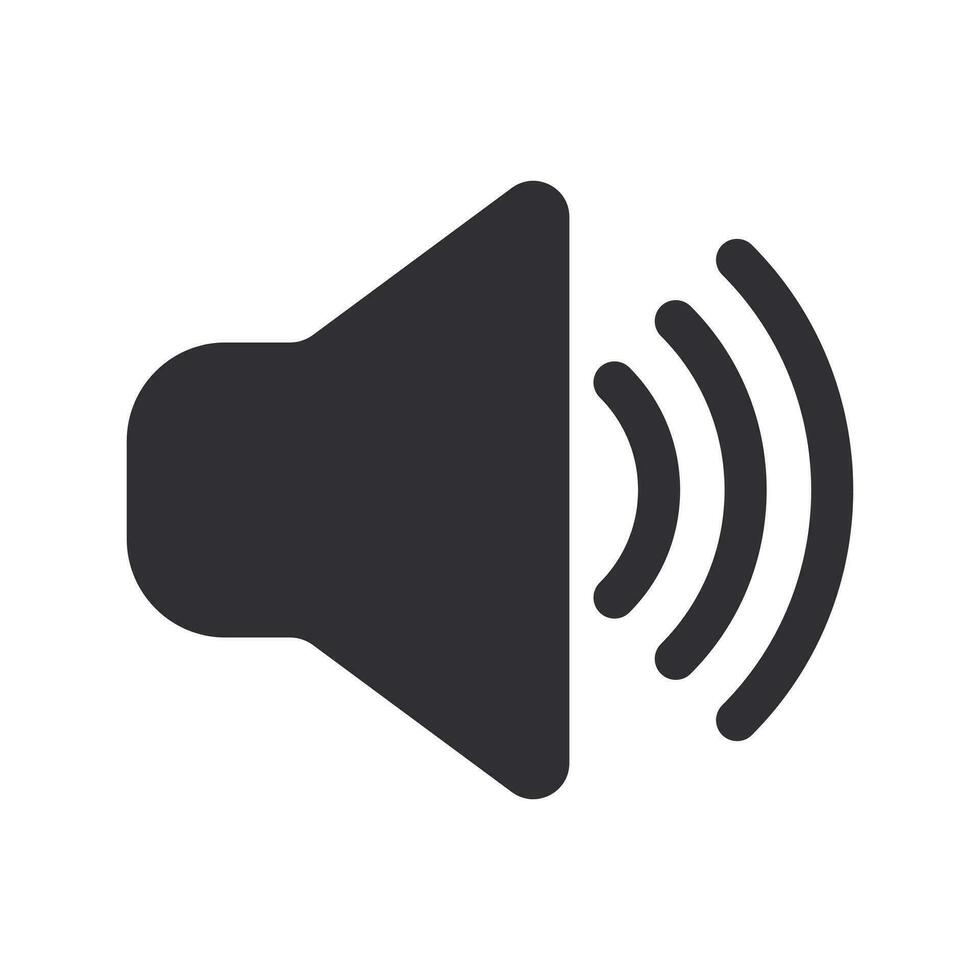 Sound Speaker Vector Icon, Megaphone Announcement Vector Icon, Louder Sound Symbol, MP3 Button, Musical Design Elements, Stereo Button, Audio Symbol, Speaker Pictogram, Silhouette On White Background