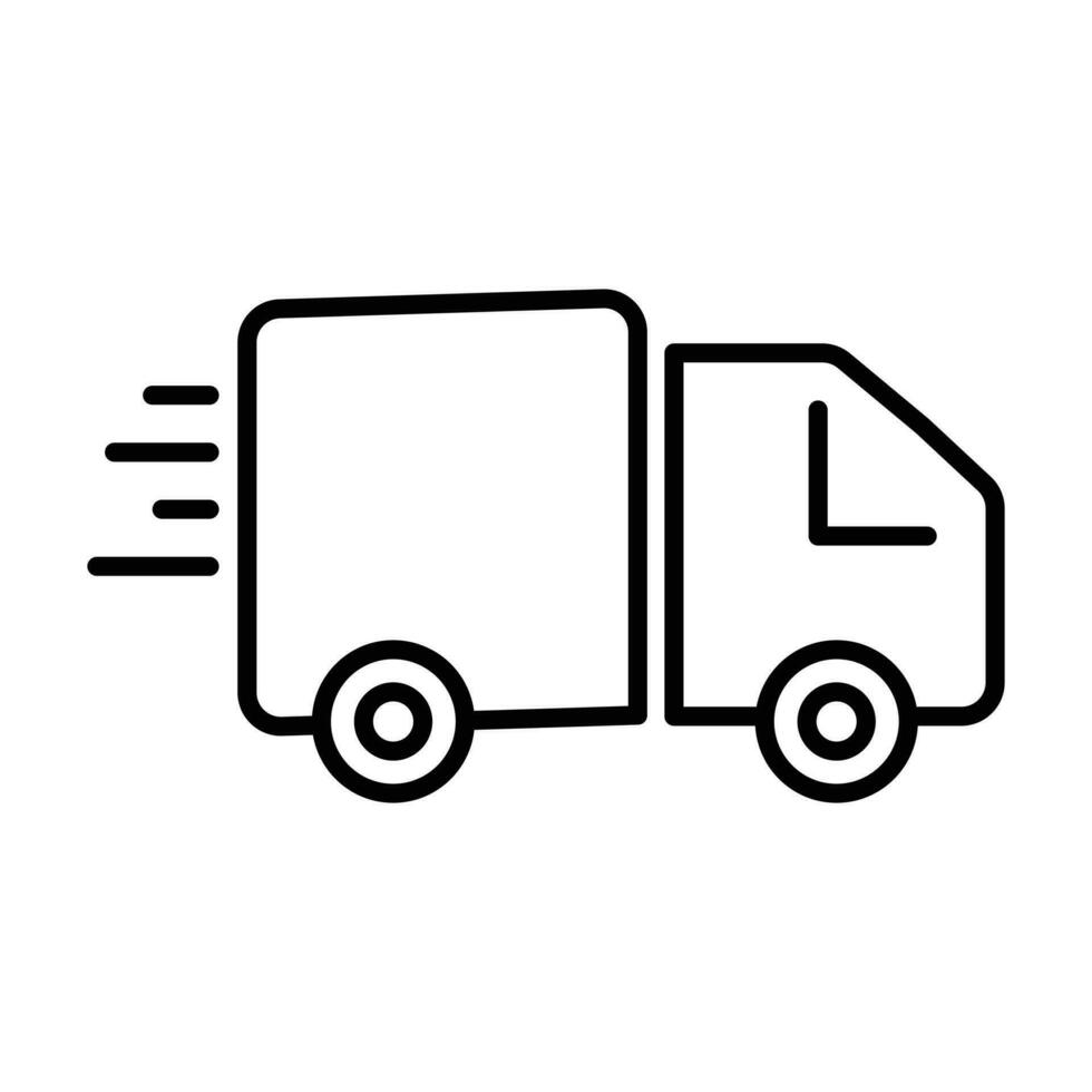 Fast Delivery Truck Icon, Delivery Van Icon, Vehicle Symbol, Parcel To Deliver, Courier Service, Shopping Online Object, Lorry, Cargo Van Sign, Transportation Design Elements vector