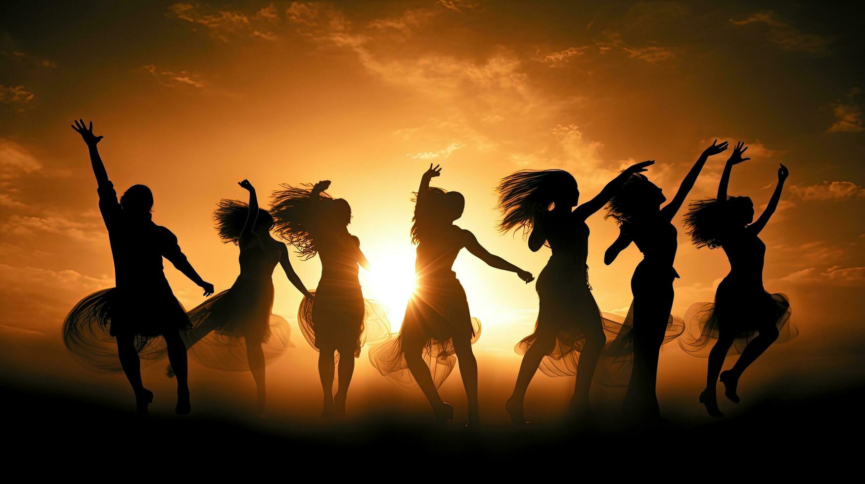 Silhouettes of people in dance photo