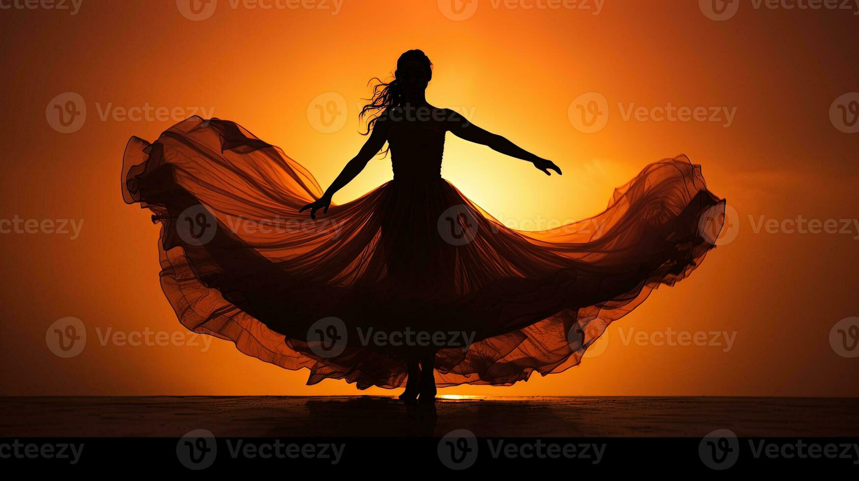 elegant dancer outline. silhouette concept photo