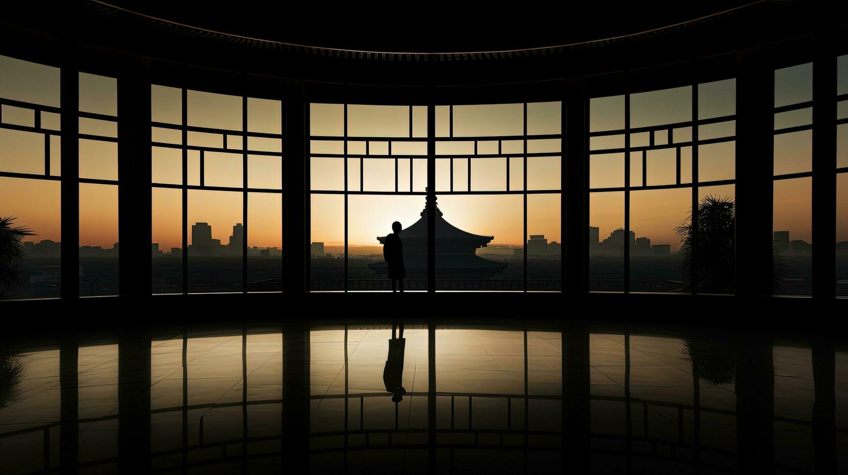 Beijing China building interior silhouette photo