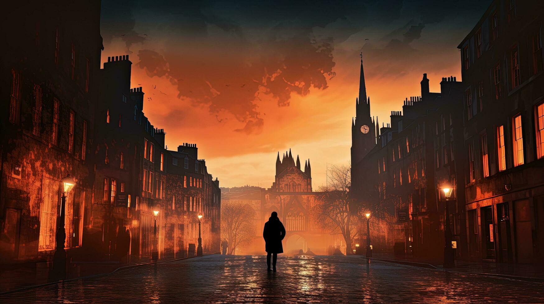 Edinburgh s Royal Mile silhouette photo