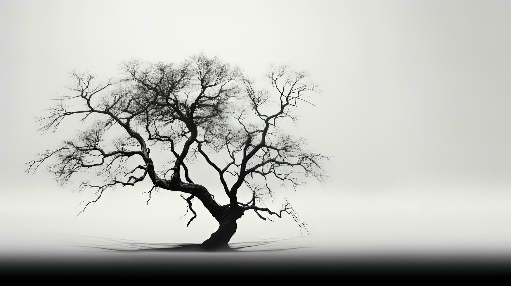 Silhouette of a tree in black and white photo