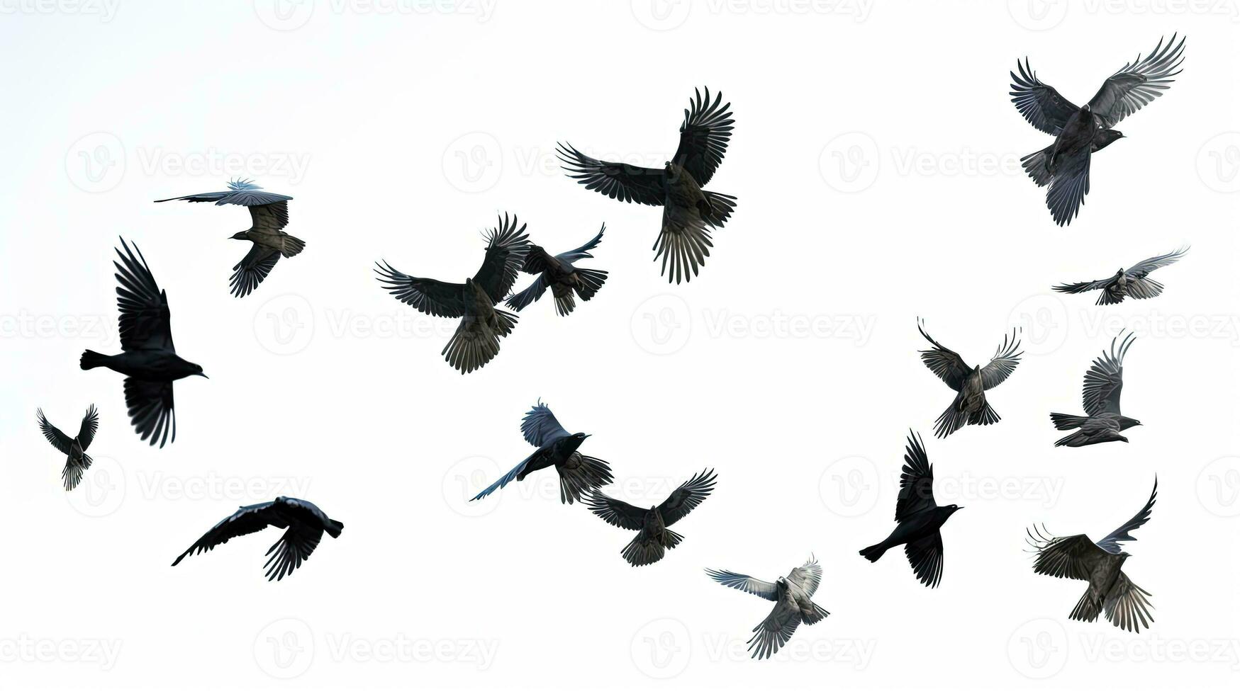 Group of white birds on a backdrop. silhouette concept photo