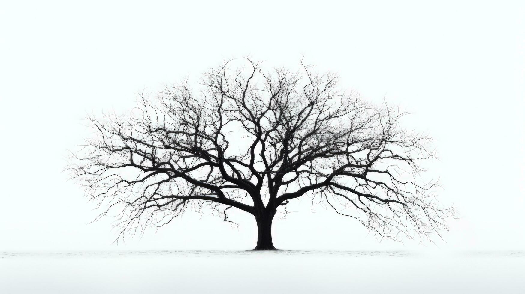 Winter tree without leaves on white background. silhouette concept photo