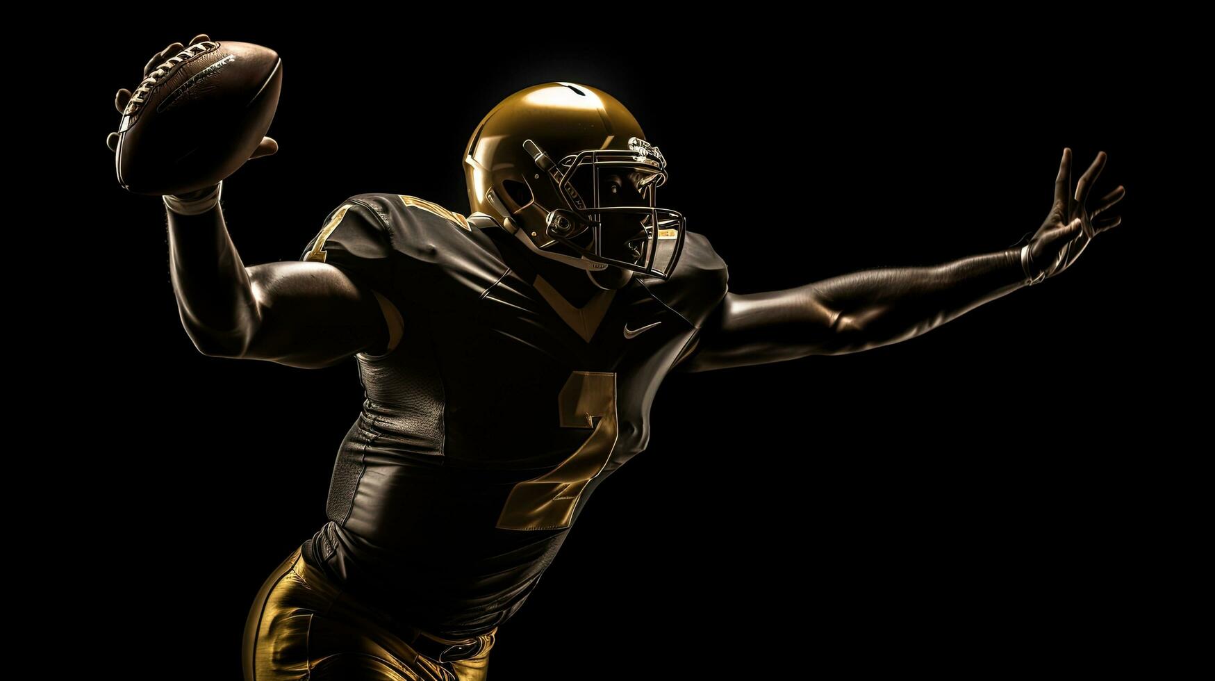 American Football player throws pass Golden silhouette emerges photo