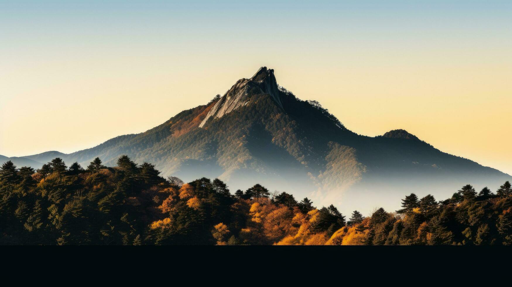 Famous South Korean mountain Jirisan. silhouette concept photo