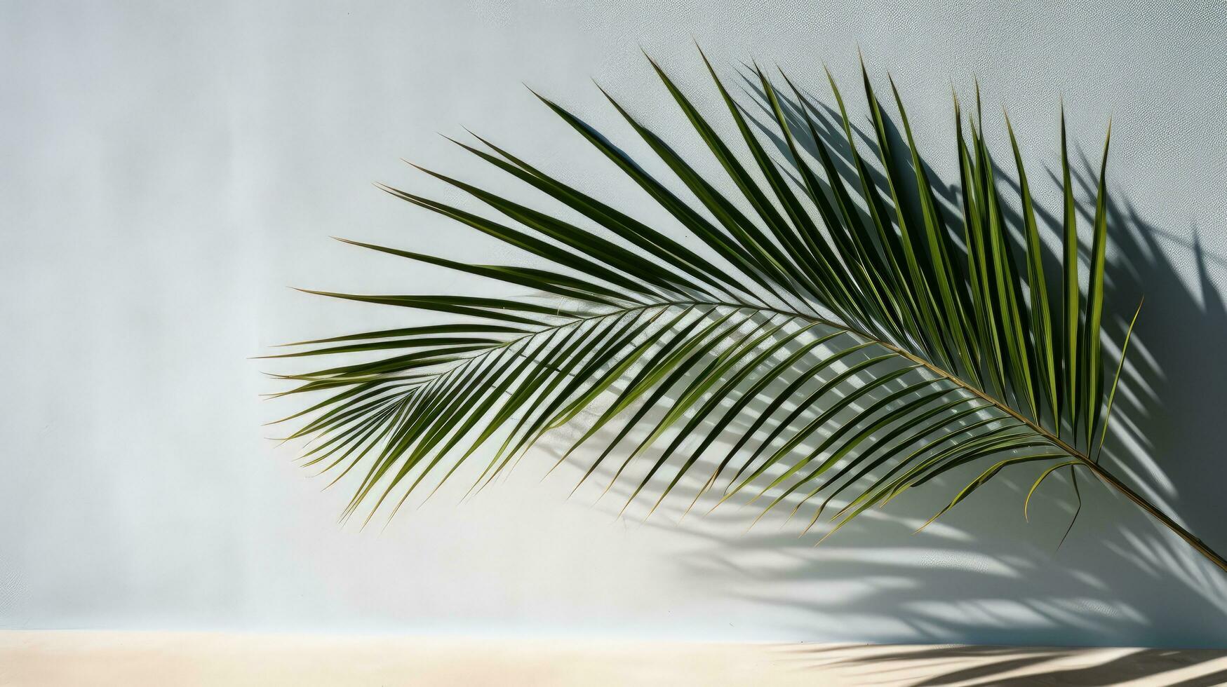 Shadow of palm tree on wall during summer. silhouette concept photo