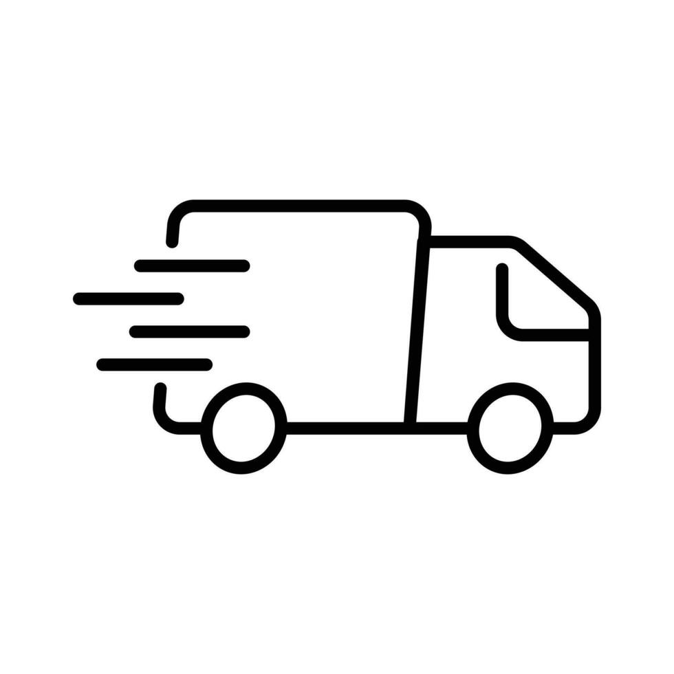 Fast Delivery Truck Icon, Delivery Van Icon, Vehicle Symbol, Parcel To Deliver, Courier Service, Shopping Online Object, Lorry, Cargo Van Sign, Transportation Design Elements vector