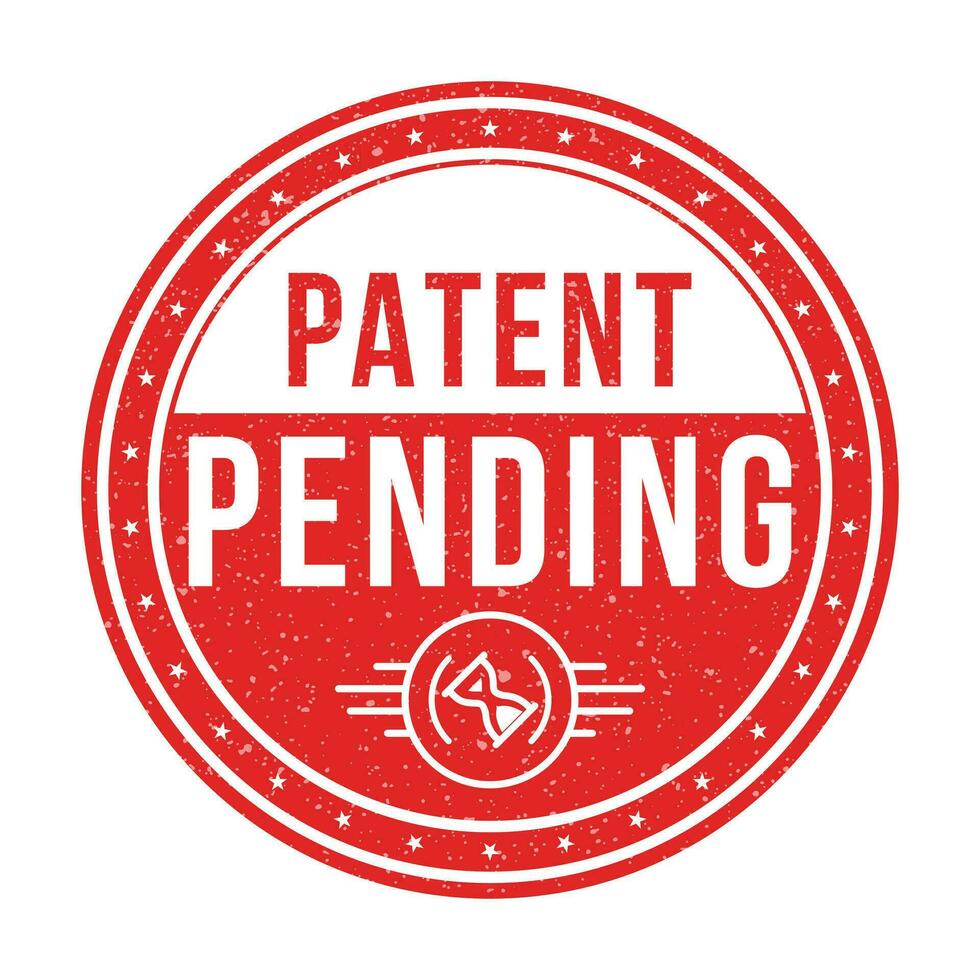 Patent Pending Badge, Rubber Stamp, Patented Pending Label, Pending Icon, Logo, Retro, Vintage, With Tick Mark And Check Mark Emblem, Patent Applied Icon, Intellectual Property Vector Illustration