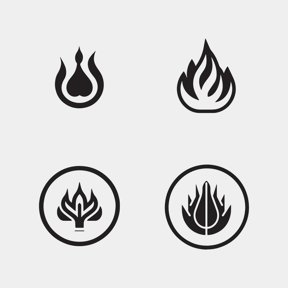 fire flame icon set, flat design vector