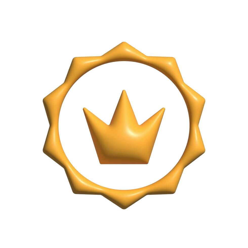 3d rendered crown reward badge icon photo