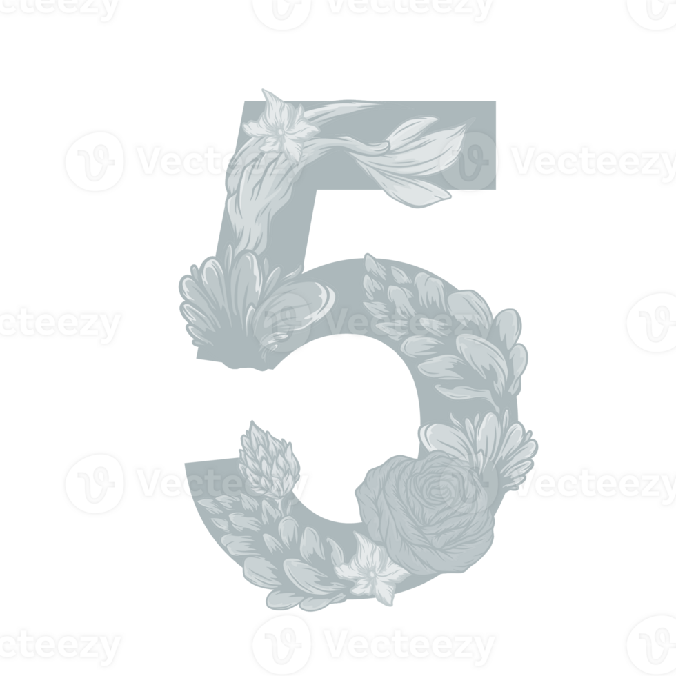Letter 5 Floral Alphabet png