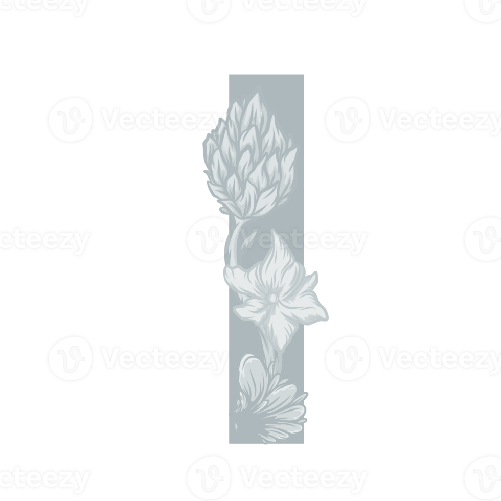 Letter I Floral Alphabet png