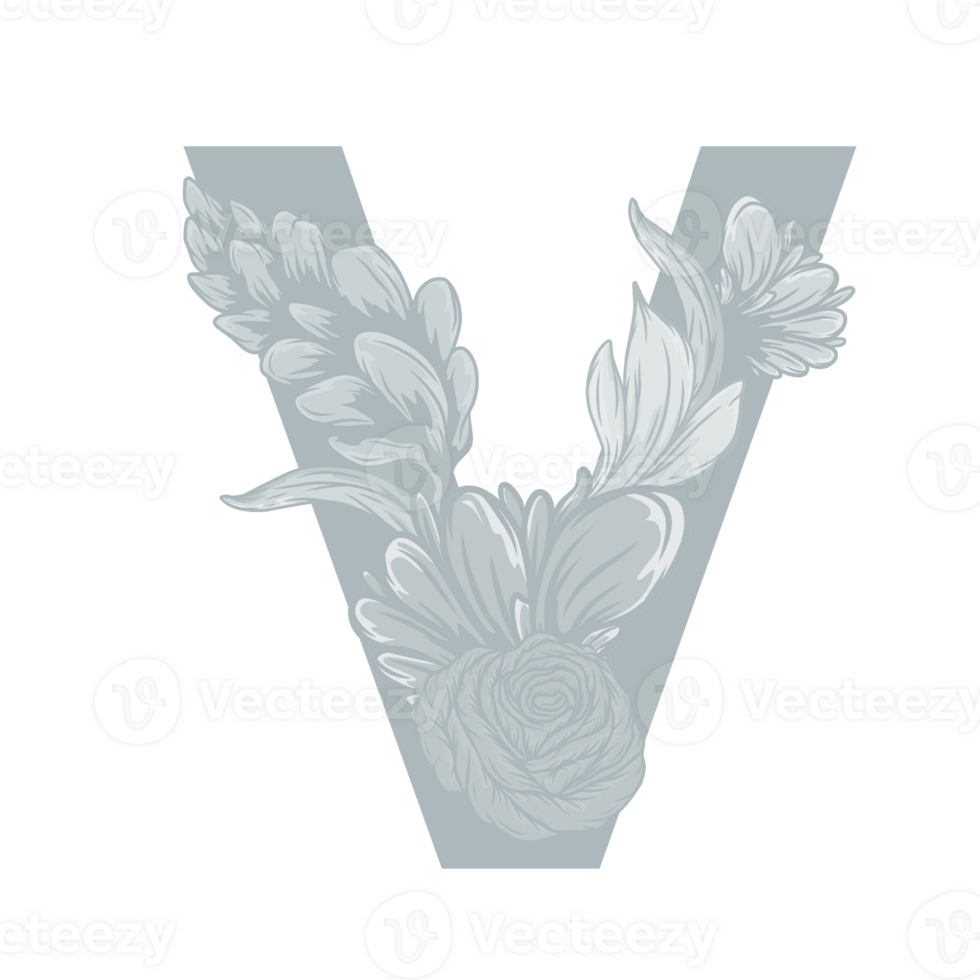 Letter V Floral Alphabet png