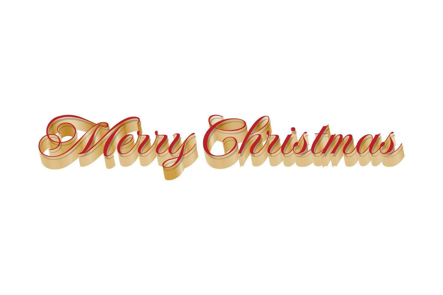 Merry Christmas 3d Gold and Red Color on White Background vector