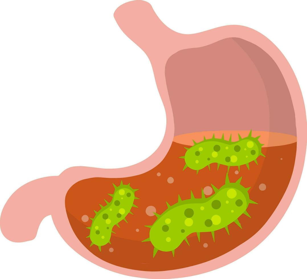 Green micro-organism. Disease and illness. Dysentery and medical care. Digestive problems. Flat icon vector