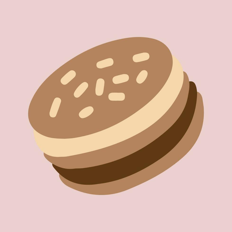 Vector hand drawn chocolate flavor sweet macaroon.