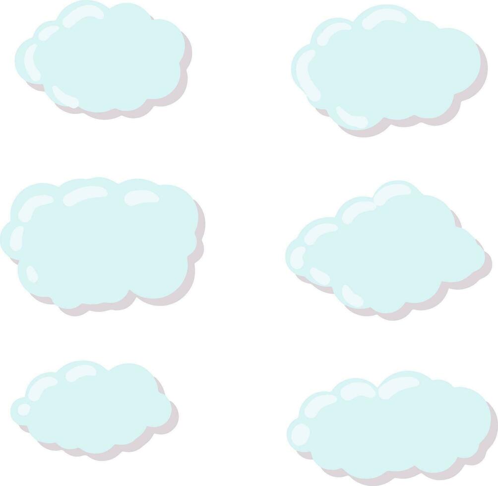 azul burbujas nube. aislado dibujos animados plano ilustración. blanco cielo y bueno verano clima. vector