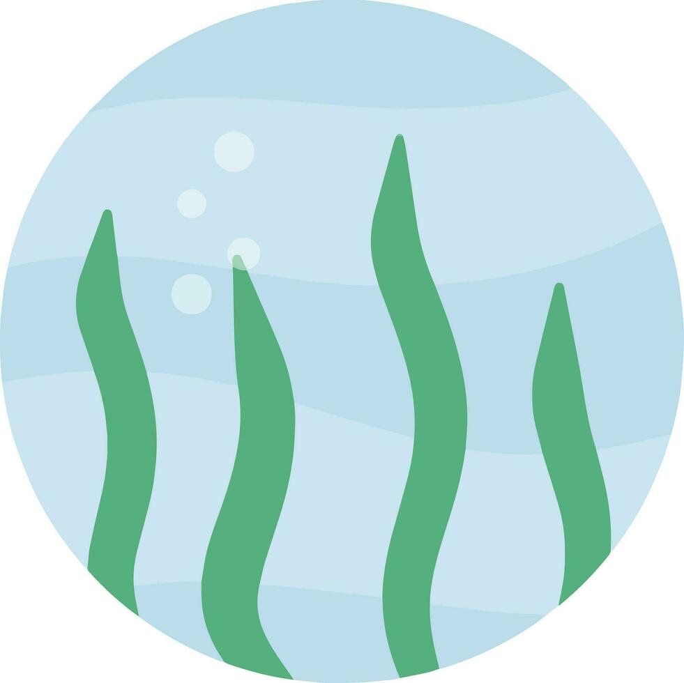 Shallow water icon in circle. Green algae. Natural landscape and world. Cartoon flat illustration isolated on white background vector