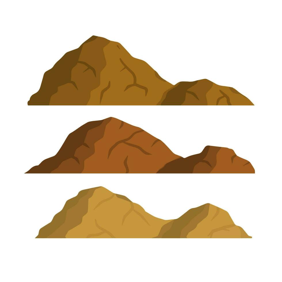 Mountain. Brown landscape. Element of nature and desert. Rocks and stone. Flat cartoon illustration vector