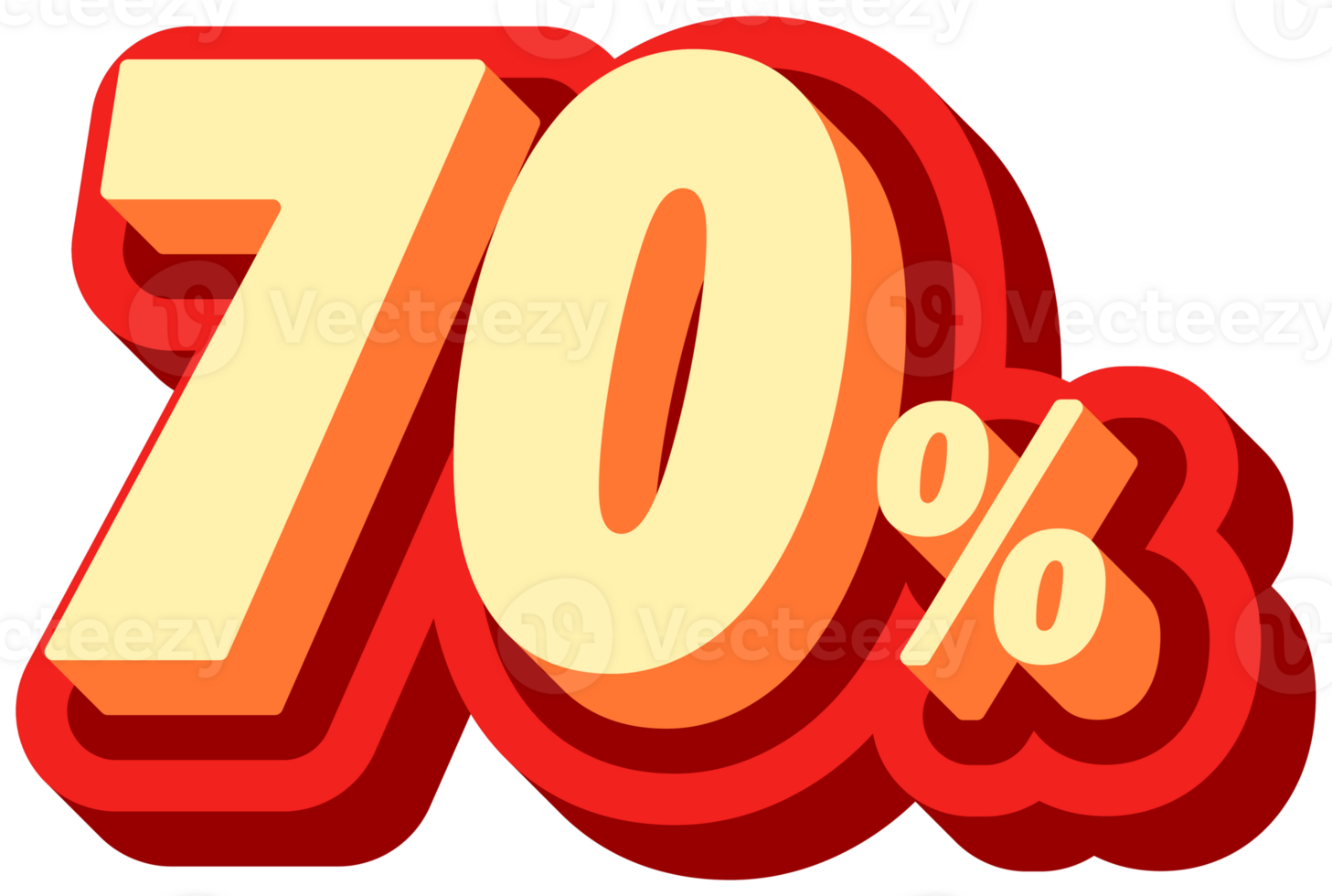 Sale 70 percentage, Promotion label sale, alphabet 3d text effect, promotion discount label. png