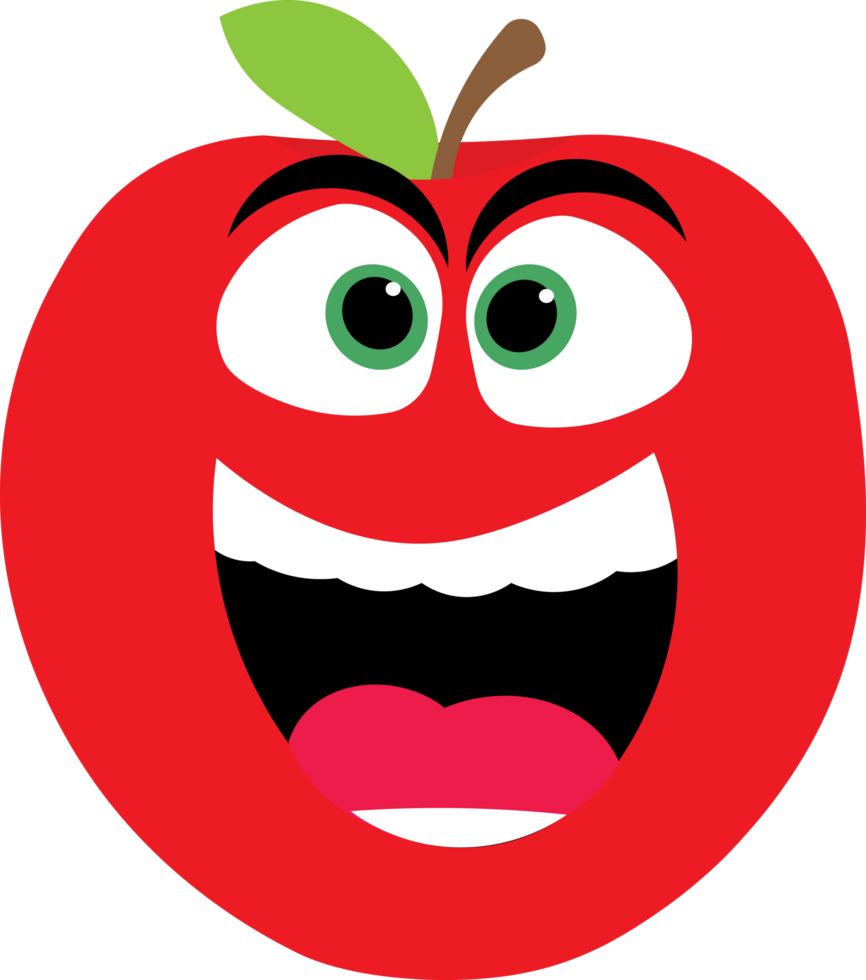 dibujos animados gracioso manzana. png