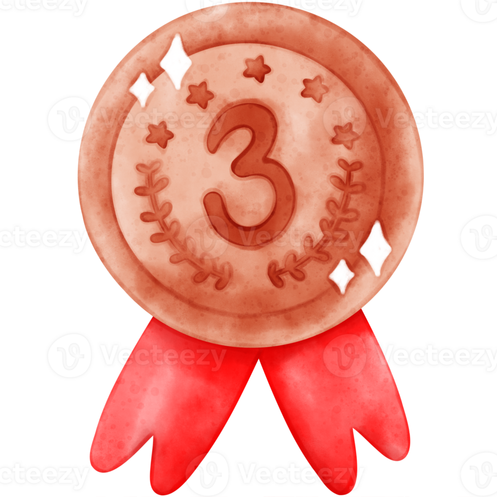 Award medal watercolor, trophy illustration, medal png