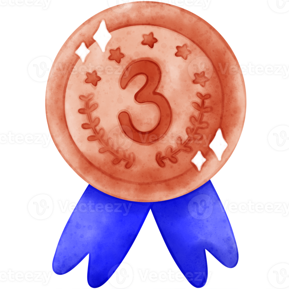 Award medal watercolor, trophy illustration, medal png