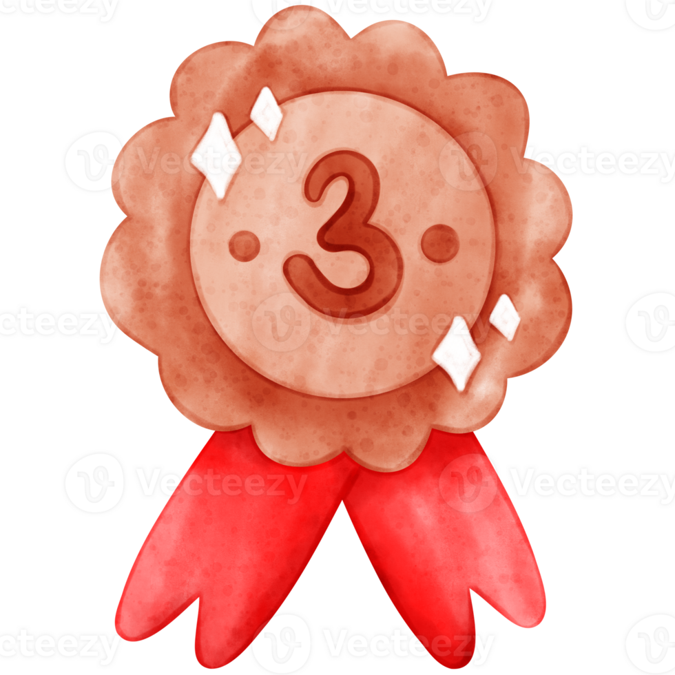 Award medal watercolor, trophy illustration, medal png