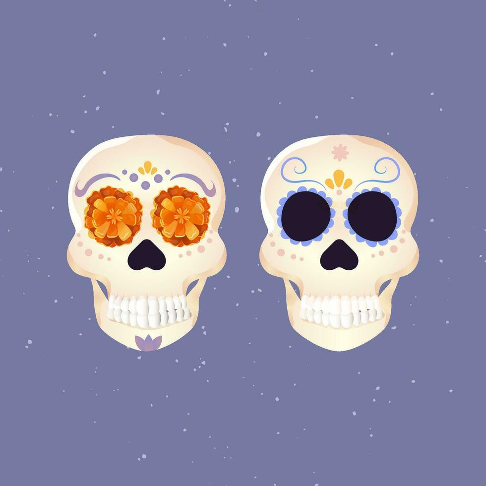 two skulls of holy death the feast of the day of the dead vector