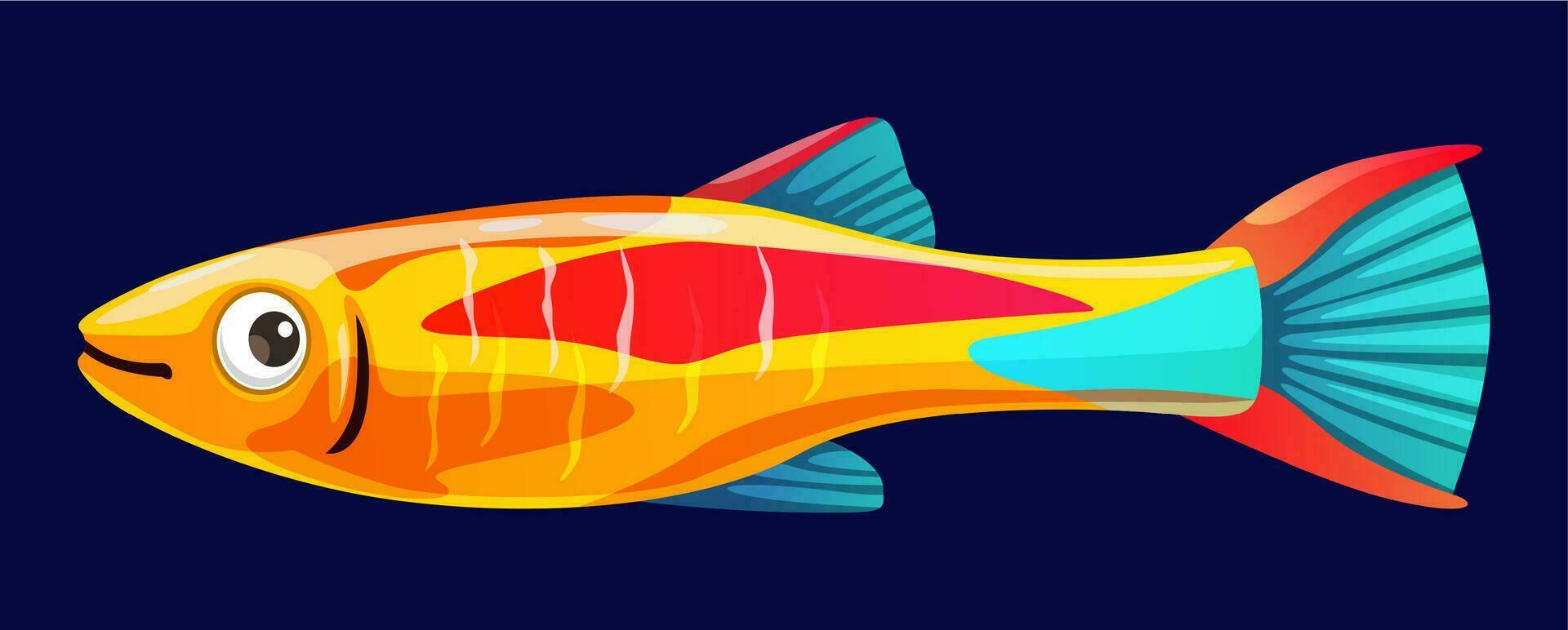 Cartoon aquarium tropical neon tetra fish, vector