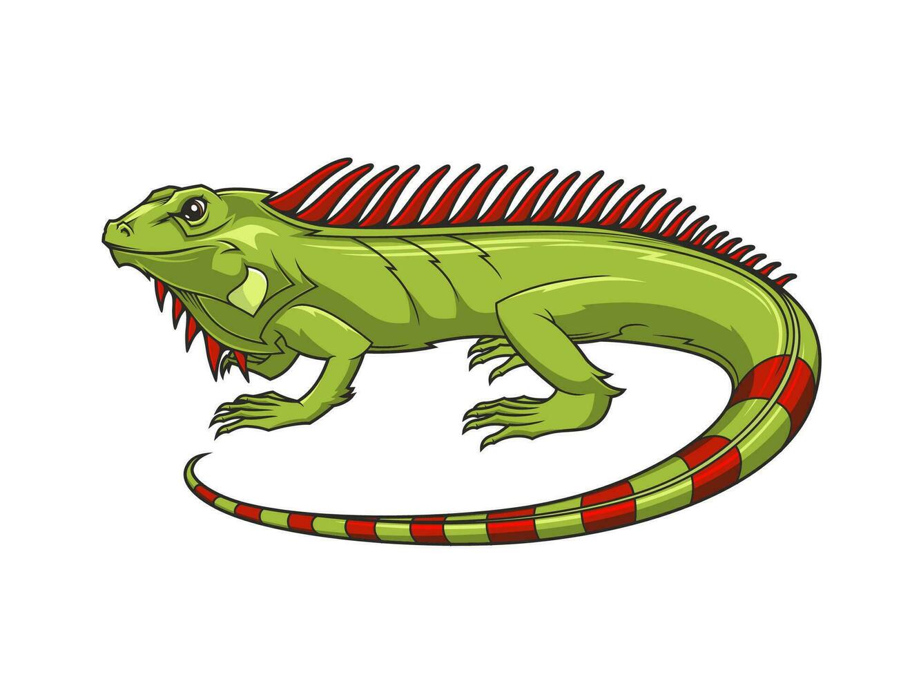 dibujos animados iguana mascota, lagartija animal verde reptil vector